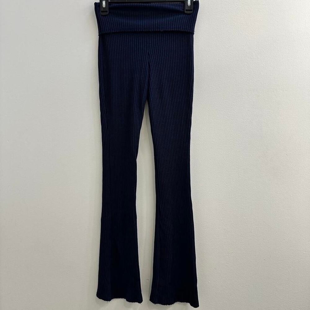 Wild Fable Navy Blue Ribbed Flare Pants Coquette Loungewear Casual Size XXS